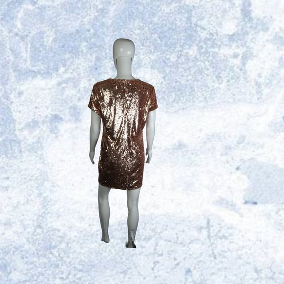 Forever 21 Copper Rose Sequin Mini Dress Size L - Picture 6 of 16
